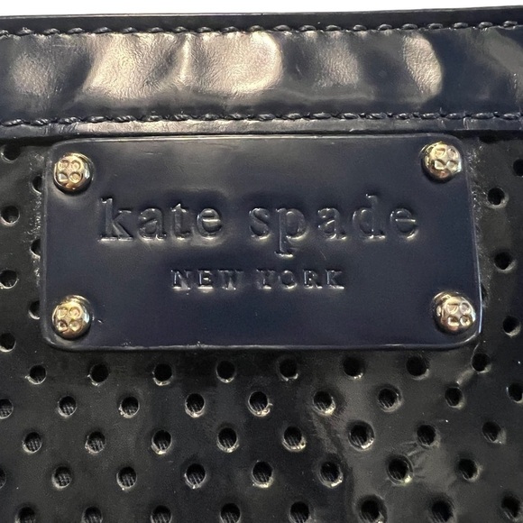 KATE SPADE Navy Perforated Clutch / Cosmetic Bag w/ Strap— multi use - Picture 4 of 6